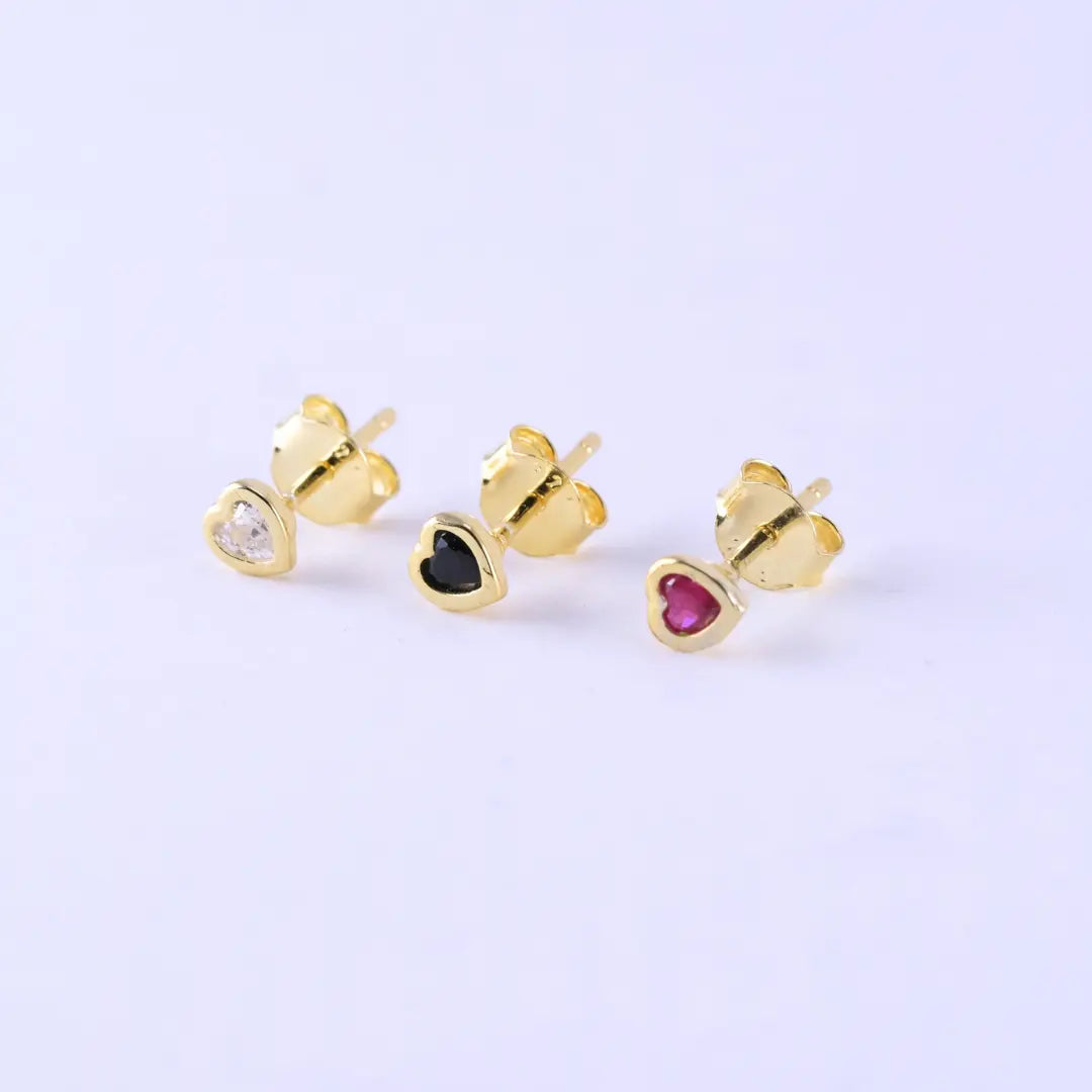 Stiftörhänge - Dasha hjärta med zirkoner - litet L8Hasselblad