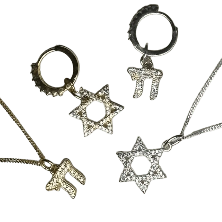 Berlock - Chai eller davidsstjärna med zirkoner - L8Hasselblad