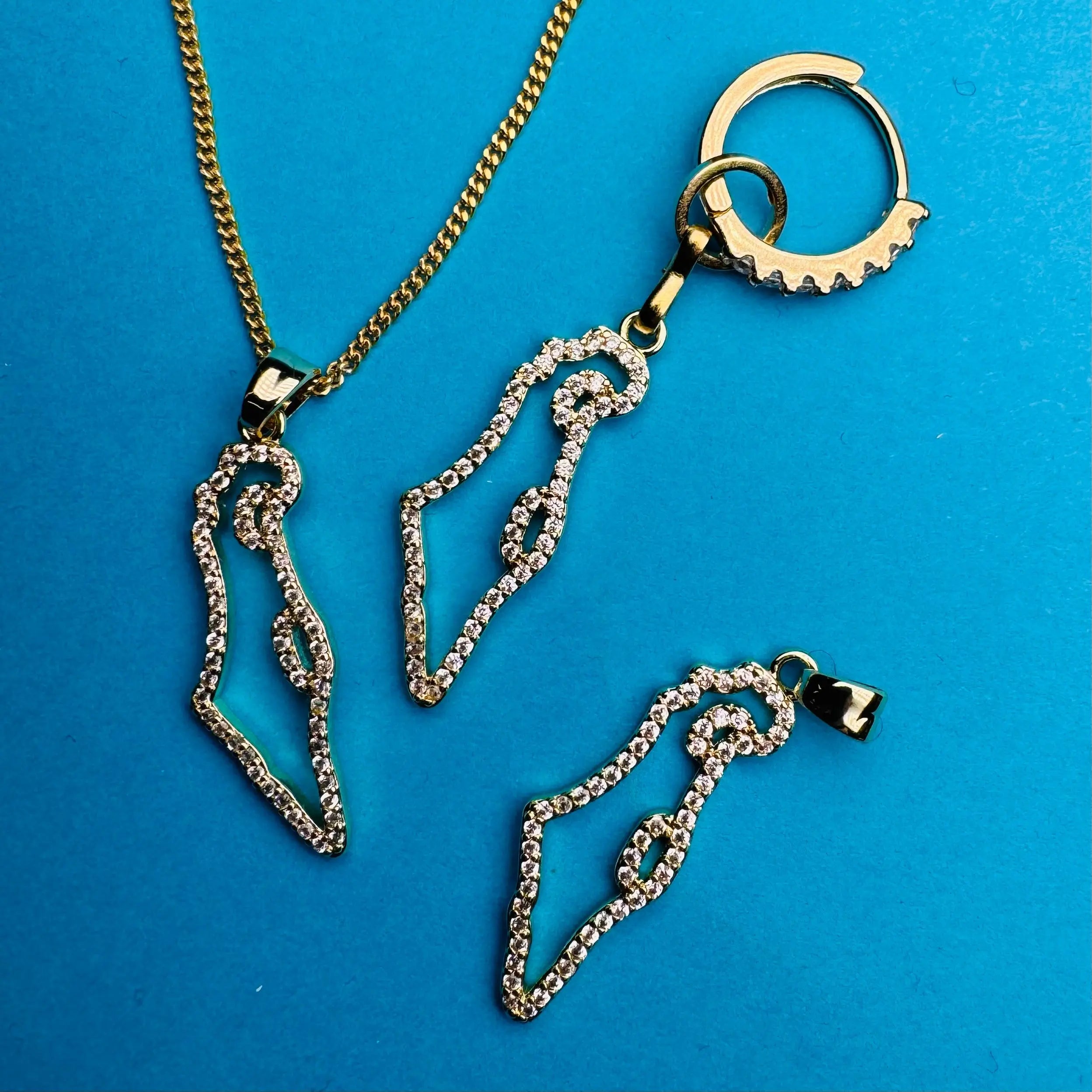 Berlock - Israelkarta med zirkoner - L8Hasselblad