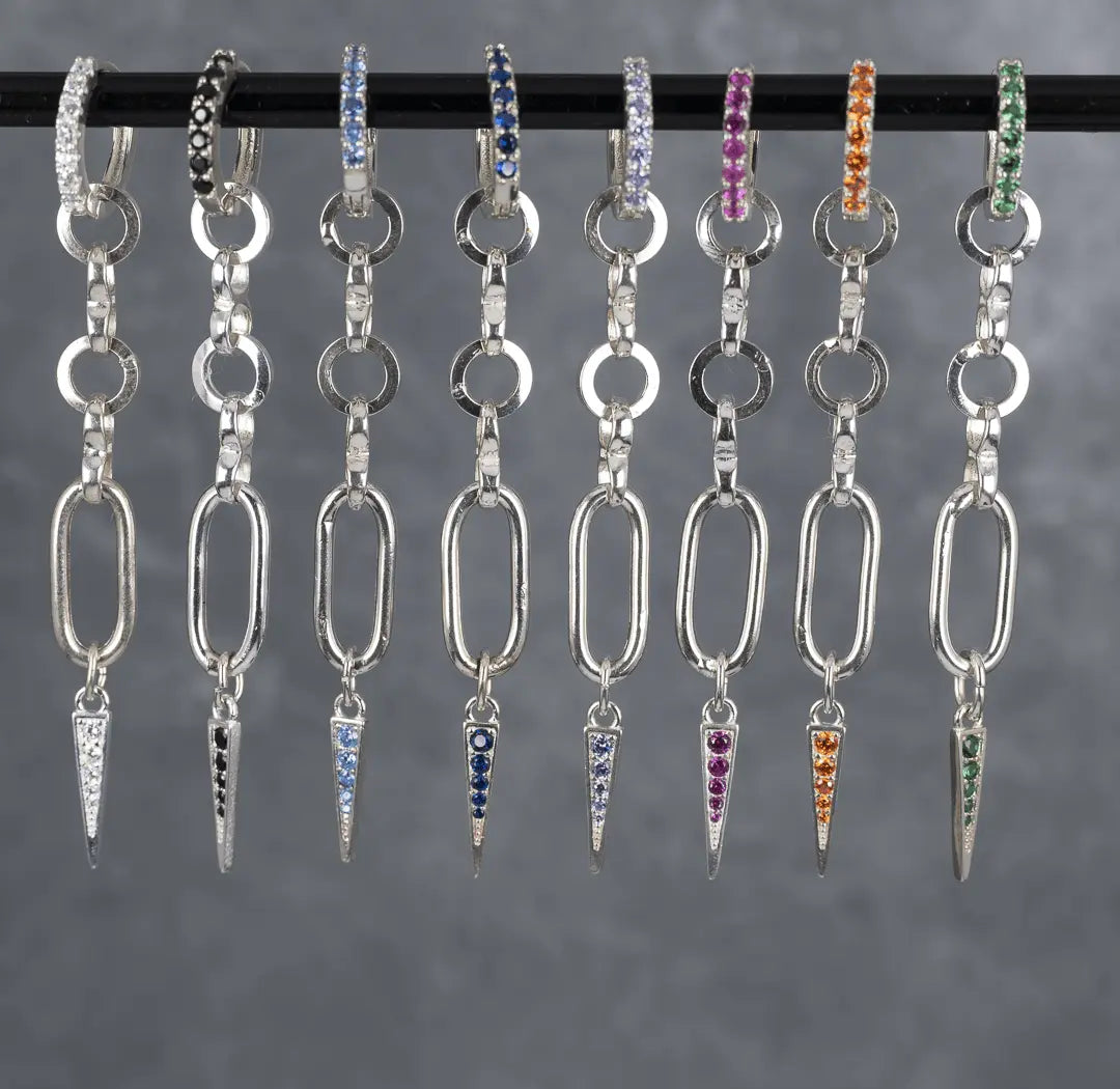 Ella - hängande örhänge med zirkontagg - silver - L8Hasselblad