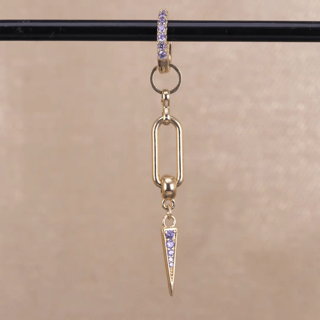 Ella - kort hängande örhänge med zirkontagg - gulddoublé - L8Hasselblad