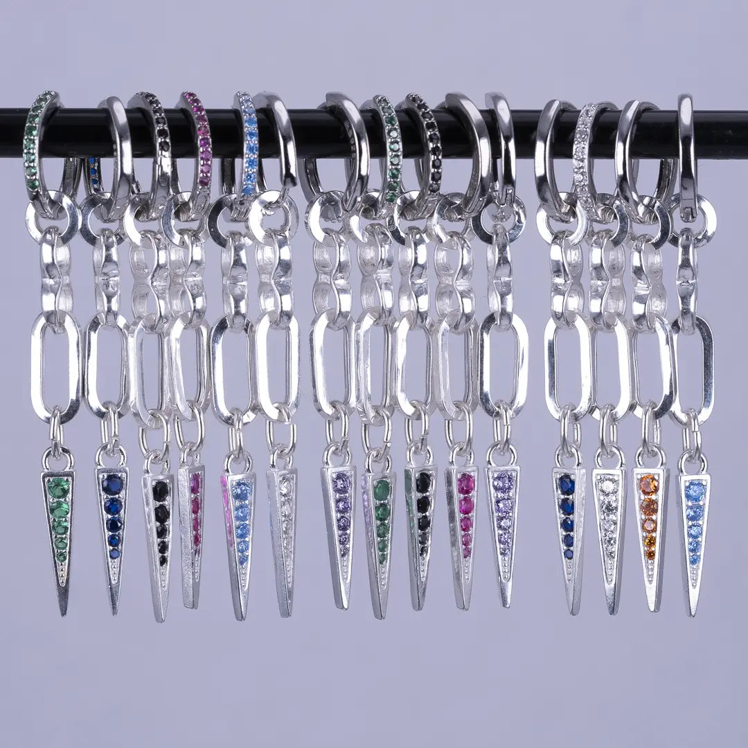 Ella - kort hängande örhänge med zirkontagg - silver L8Hasselblad