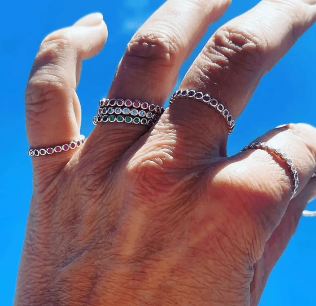 Färgglada alliansringar i silver - L8Hasselblad