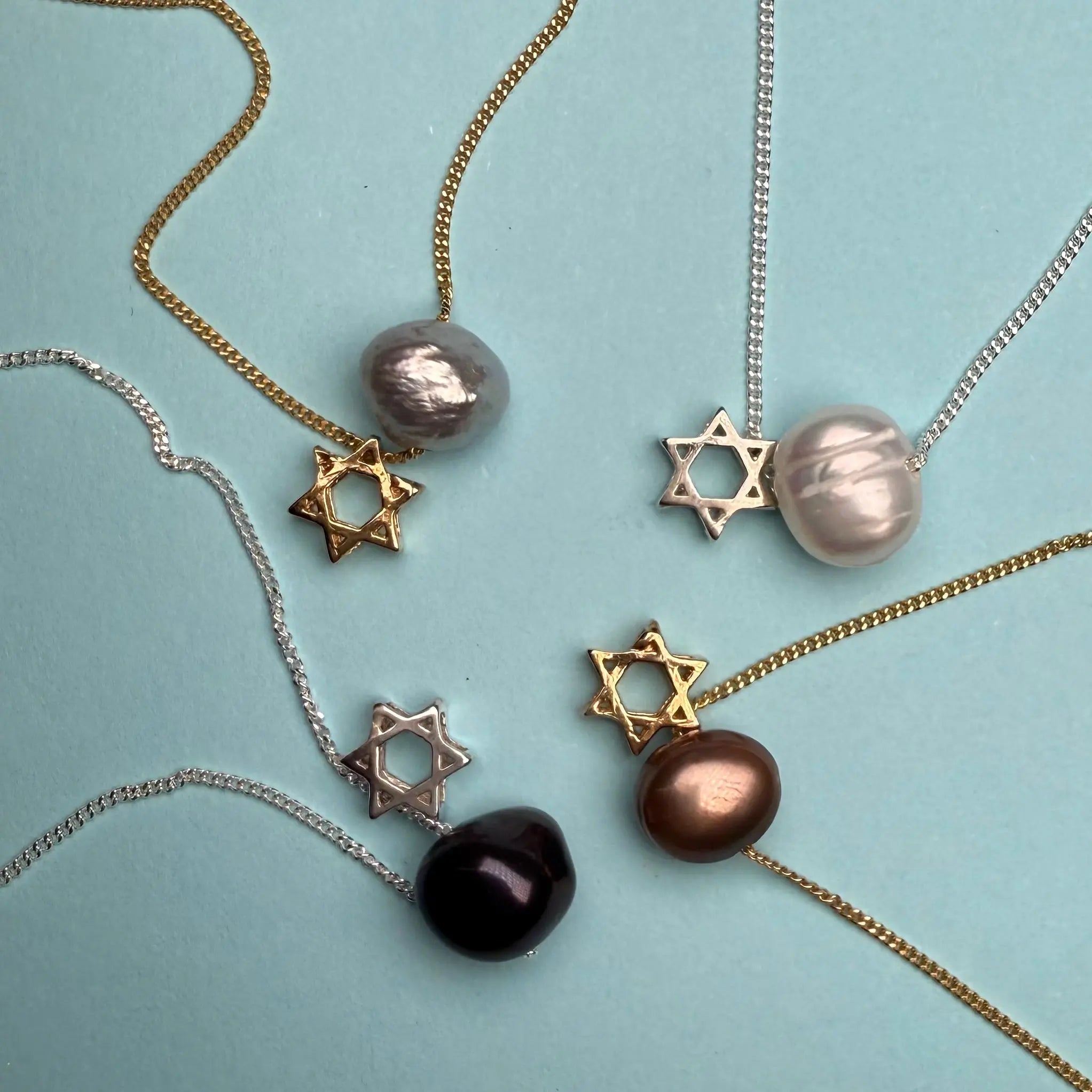 Halsband - Davidsstjärna med pärla - L8Hasselblad