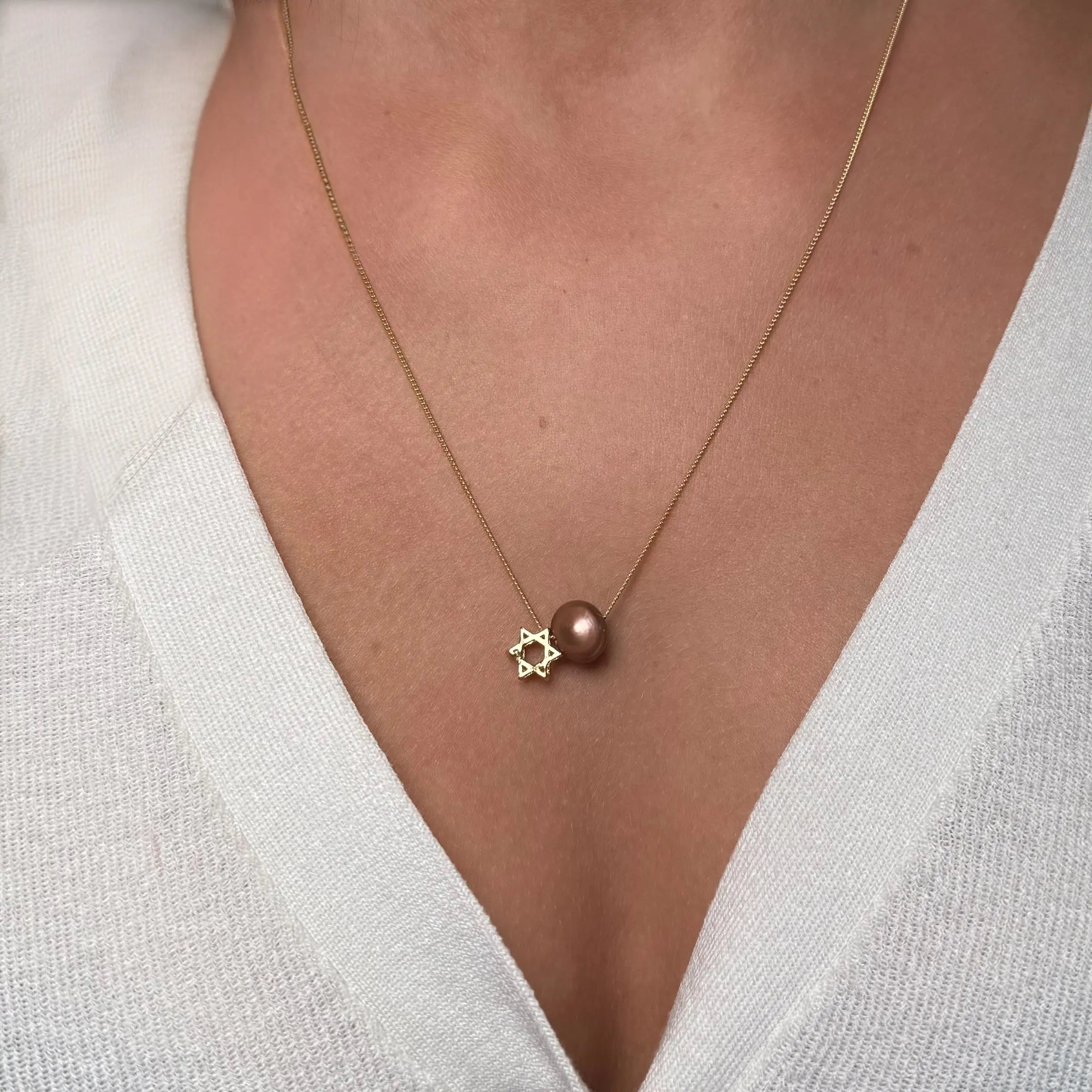 Halsband - Davidsstjärna med pärla - L8Hasselblad