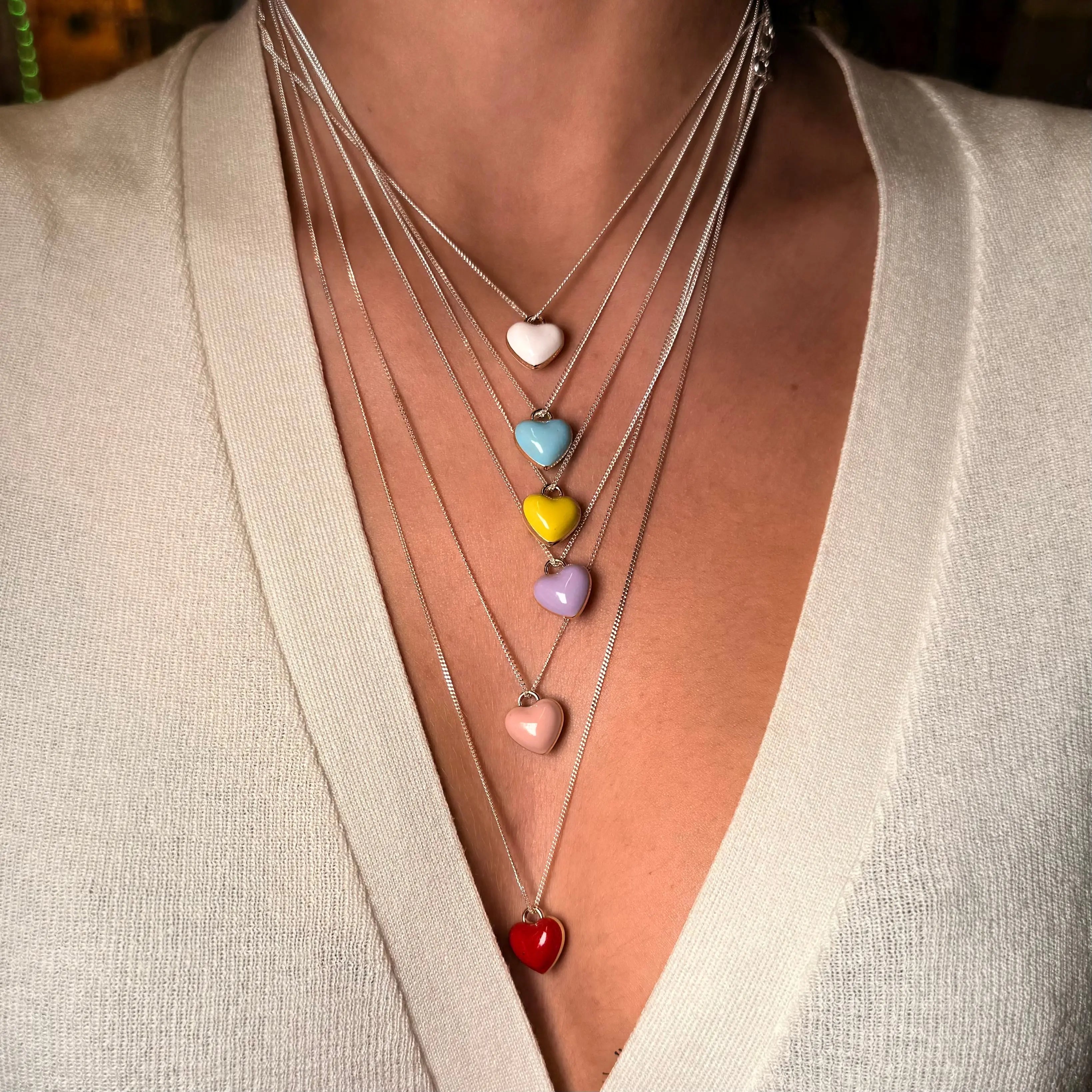 Halsband - Rainbow heart silver - L8Hasselblad