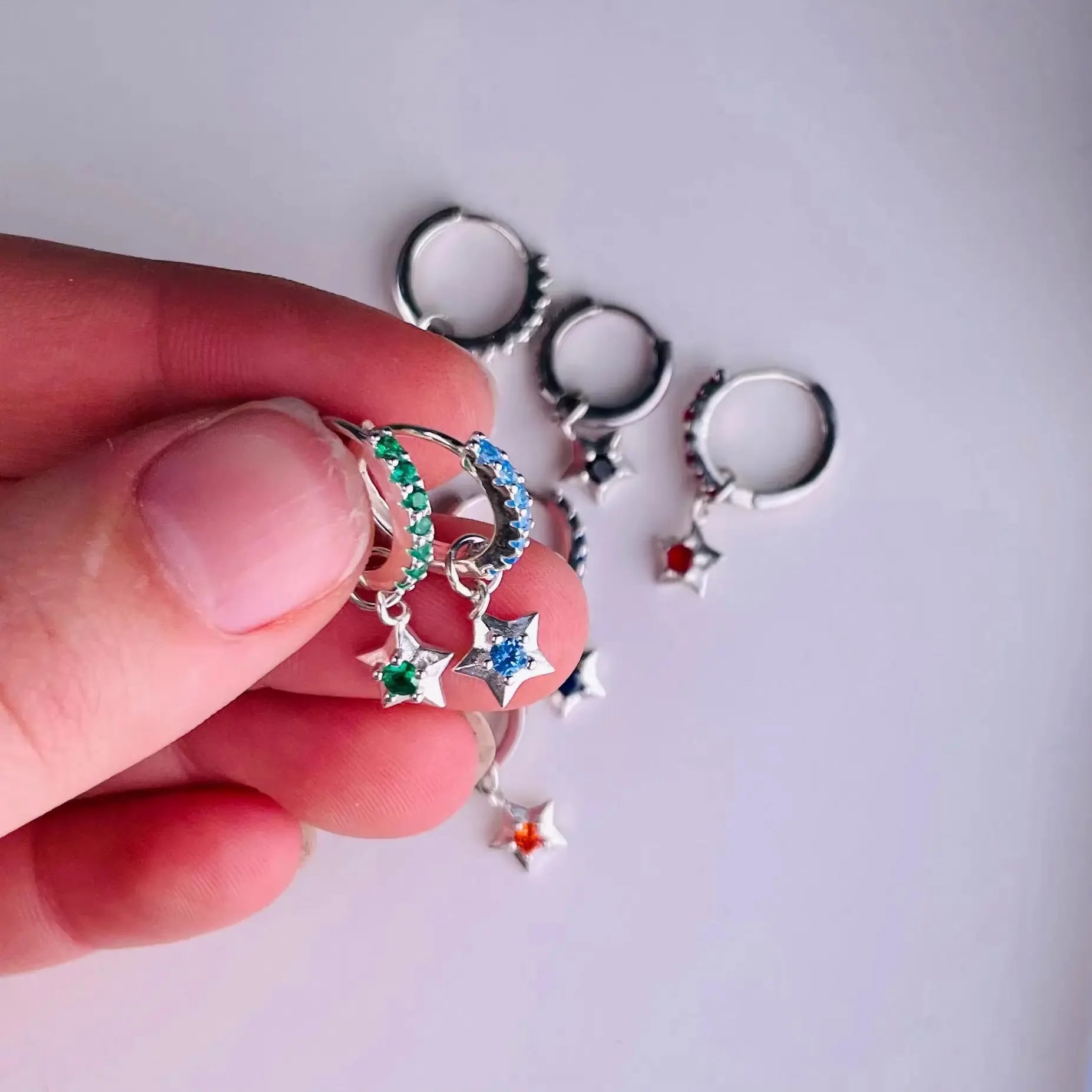 Örhänge - 5/11🎀 Stjärnor med Zirkoner - kort o lång L8Hasselblad