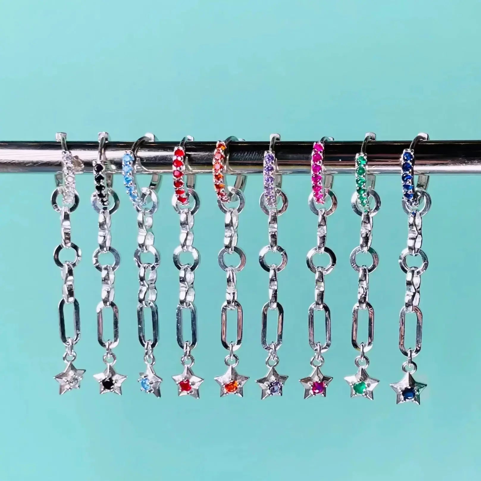 Örhänge - 5/11🎀 Stjärnor med Zirkoner - kort o lång L8Hasselblad