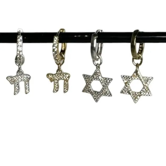 Örhänge - Chai eller Davidsstjärna med zirkoner - L8Hasselblad