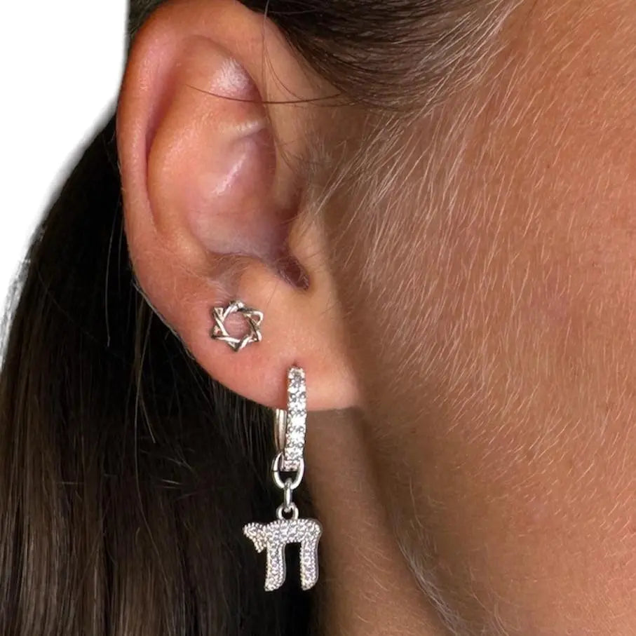 Örhänge - Chai eller Davidsstjärna med zirkoner - L8Hasselblad