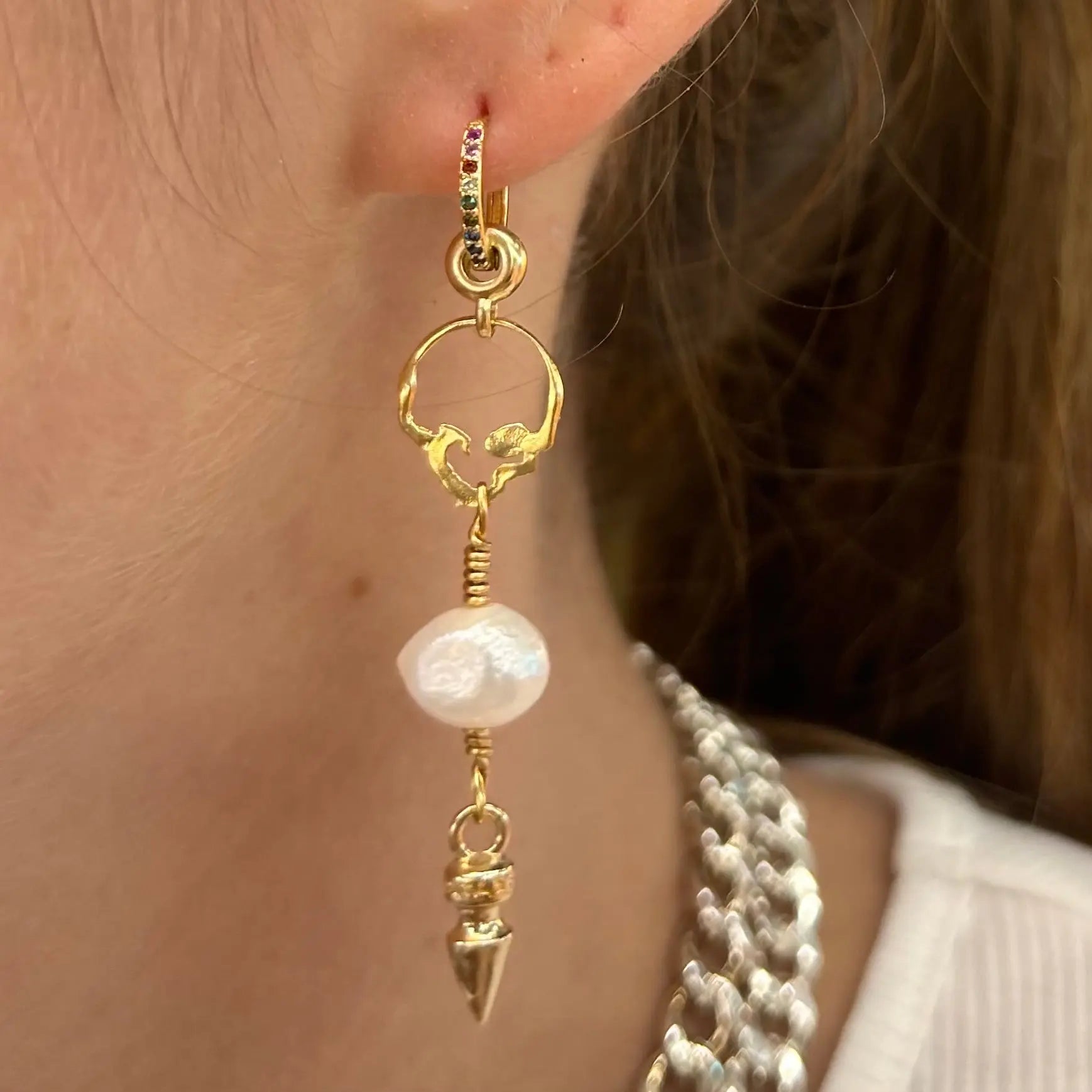 Örhänge - Skull med pärlor - L8Hasselblad