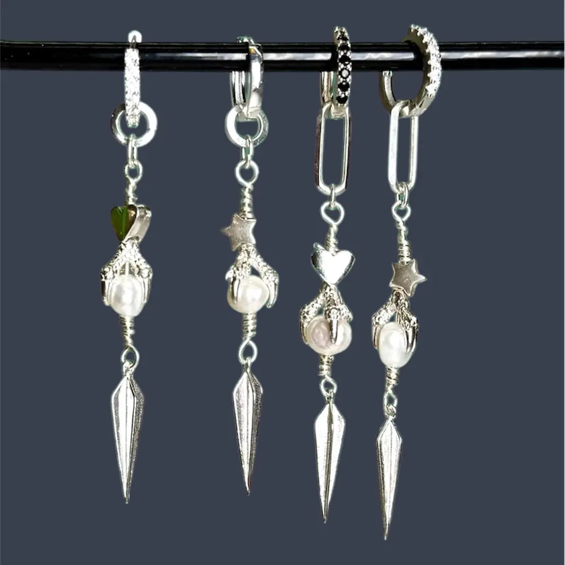 Örhänge - hjärt/stjärn- klo silver L8Hasselblad