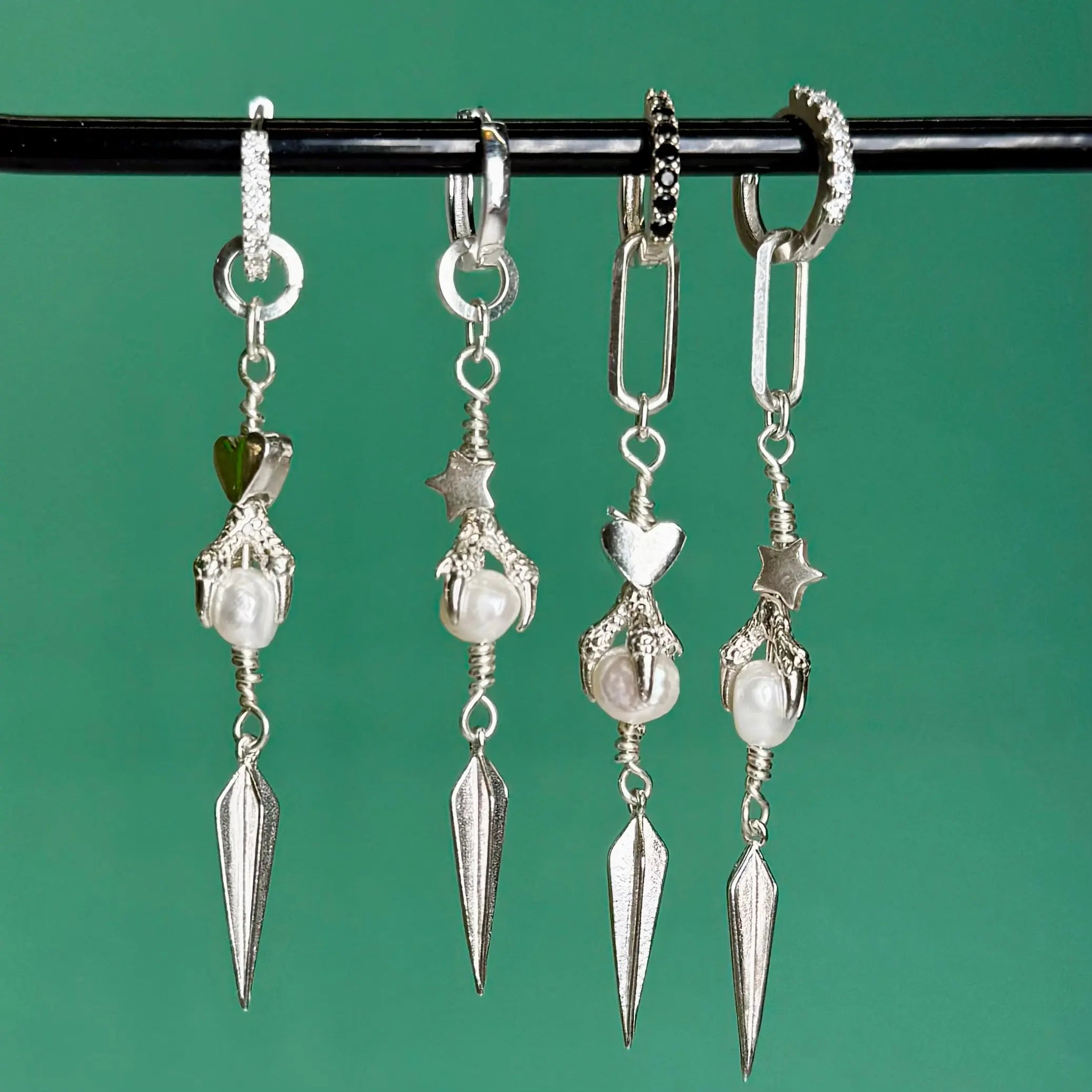 Örhänge - hjärt/stjärn - klo silver - L8Hasselblad