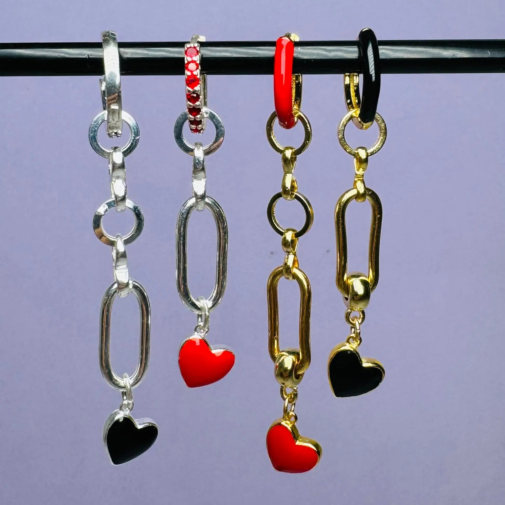 Örhänge - långa Flaming Hearts - L8Hasselblad