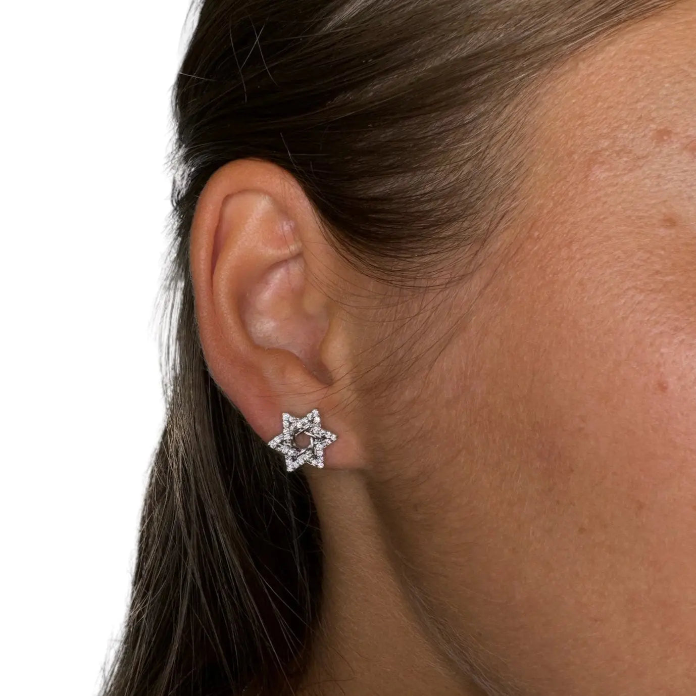 Stiftörhänge - Davidsstjärna med zirkoner - L8Hasselblad