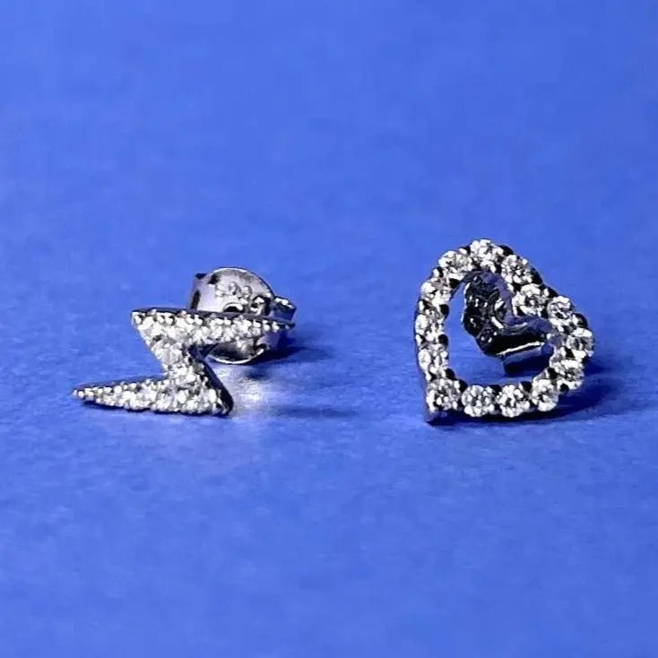 Stiftörhänge - Hjärta & Blixt med Zirkoner - L8Hasselblad