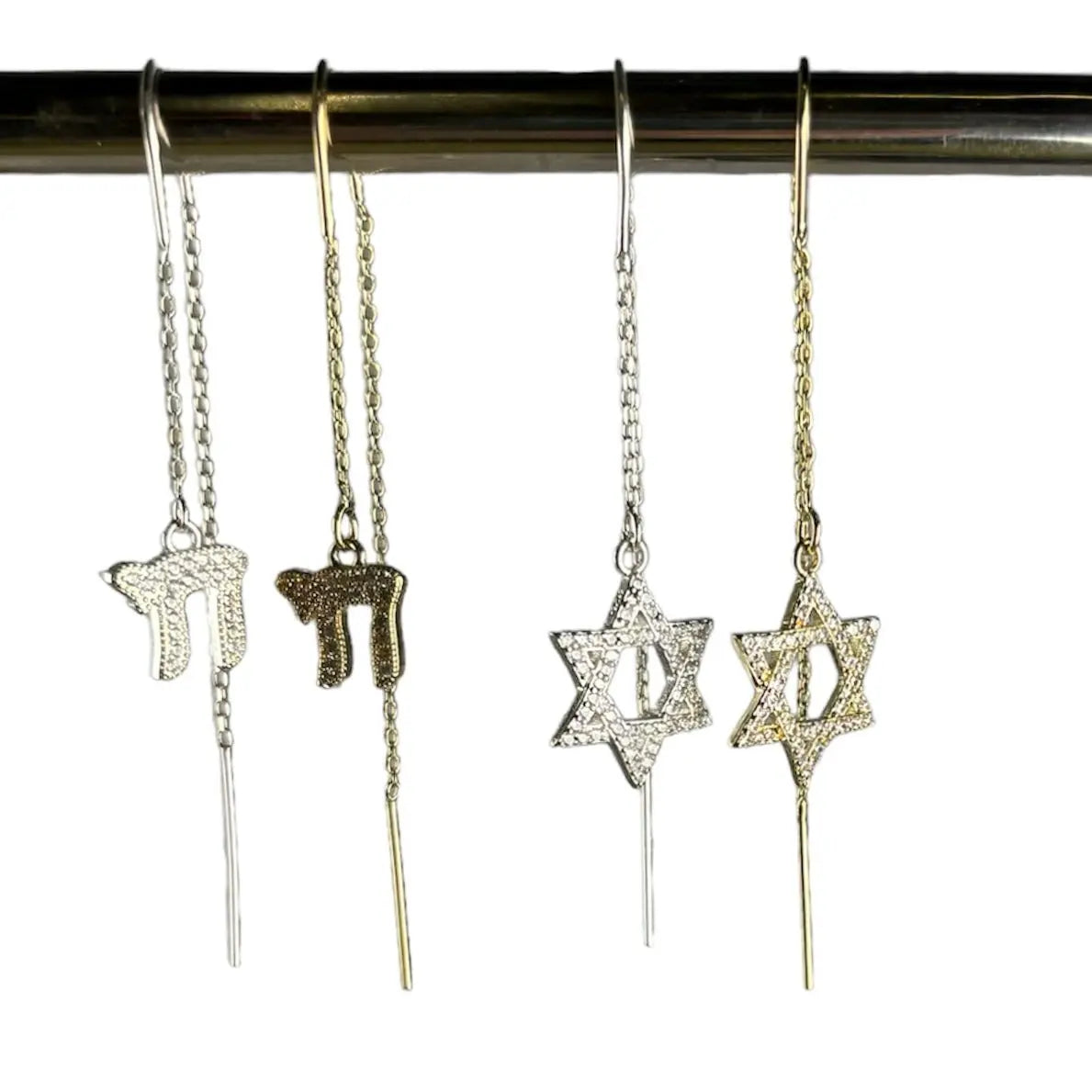 Världens Skönaste - Chai & Davidsstjärna Med Zirkoner - L8Hasselblad