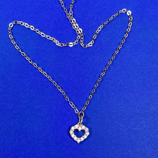 Mounted necklace with heart &amp; zircons