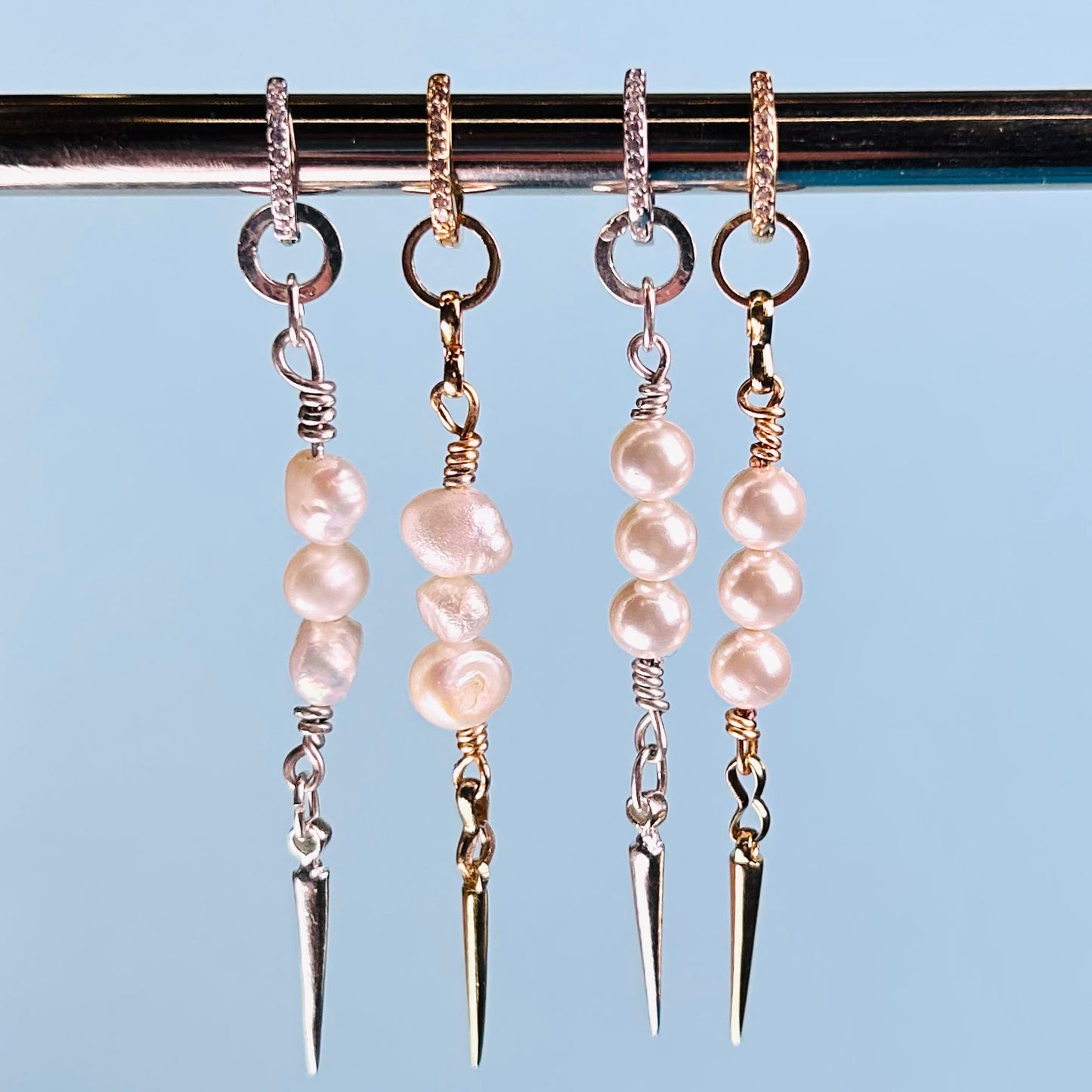 2.0 Pearl earrings with 3 pearls