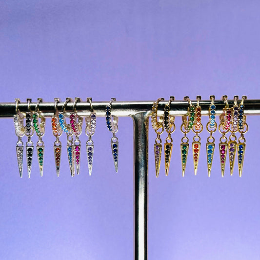 Hanging earrings with zircons &amp; tag