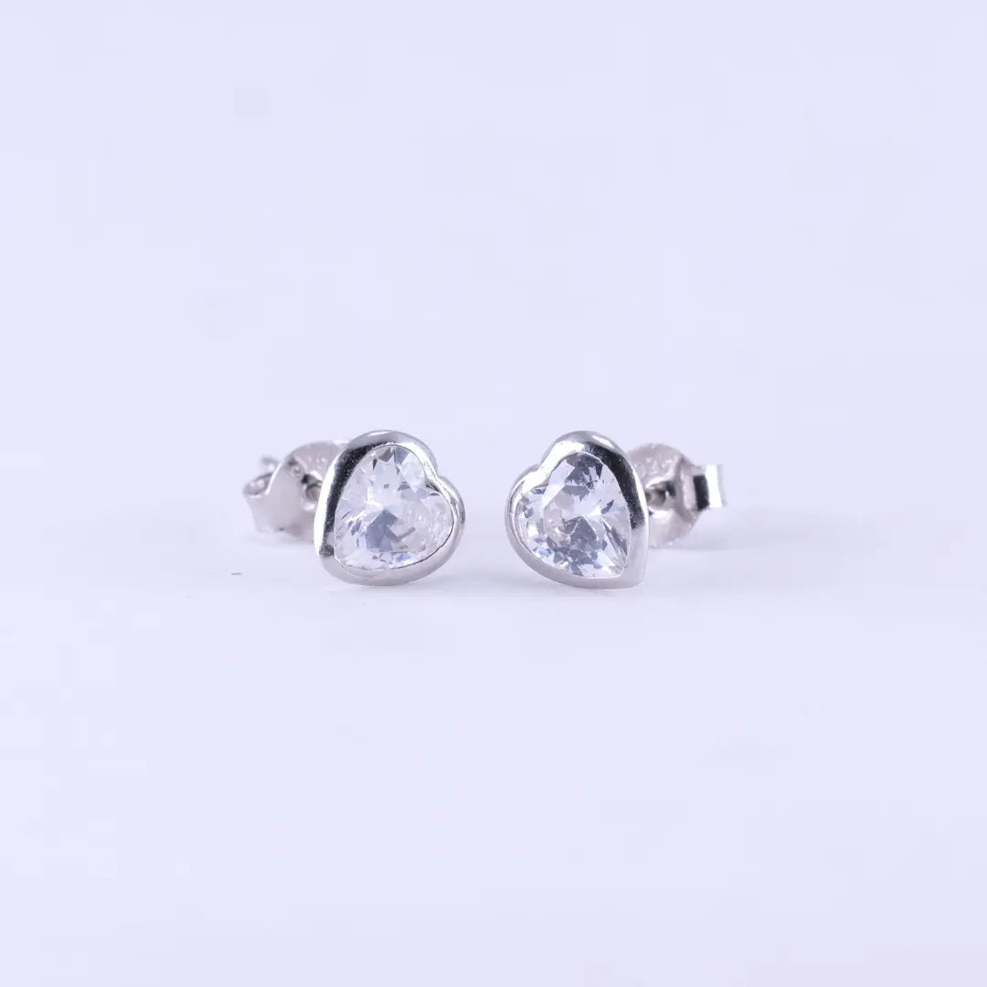 Stiftörhänge - Dasha hjärta med zirkoner - stort L8Hasselblad