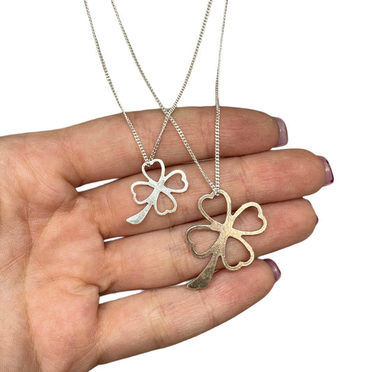 Four-leaf clover with stem (charm for necklace)