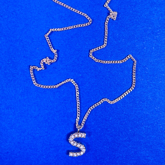 Mounted necklace with your letter silver