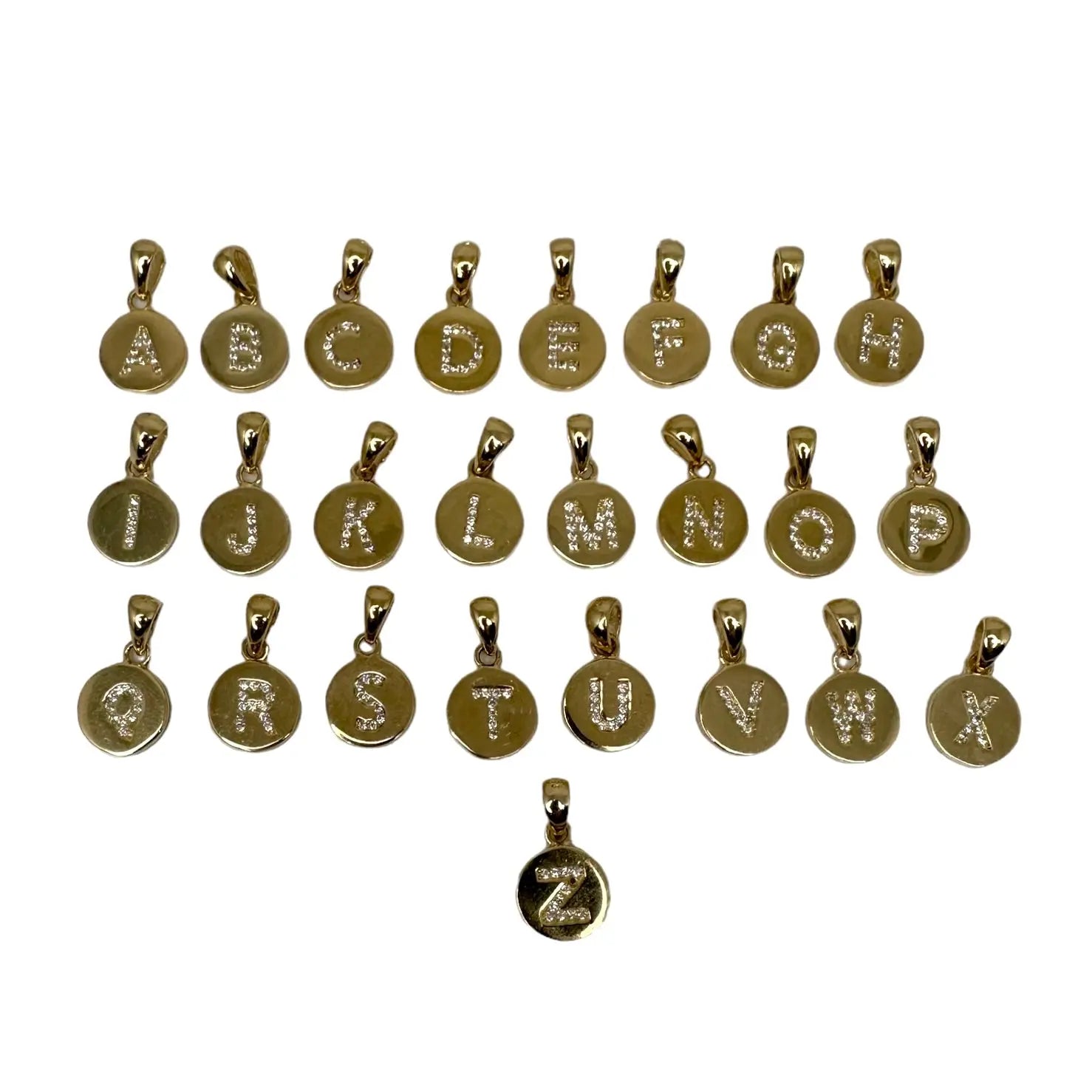 Berlock - Bokstavsbricka med Zirkoner i Gulddouble - L8Hasselblad