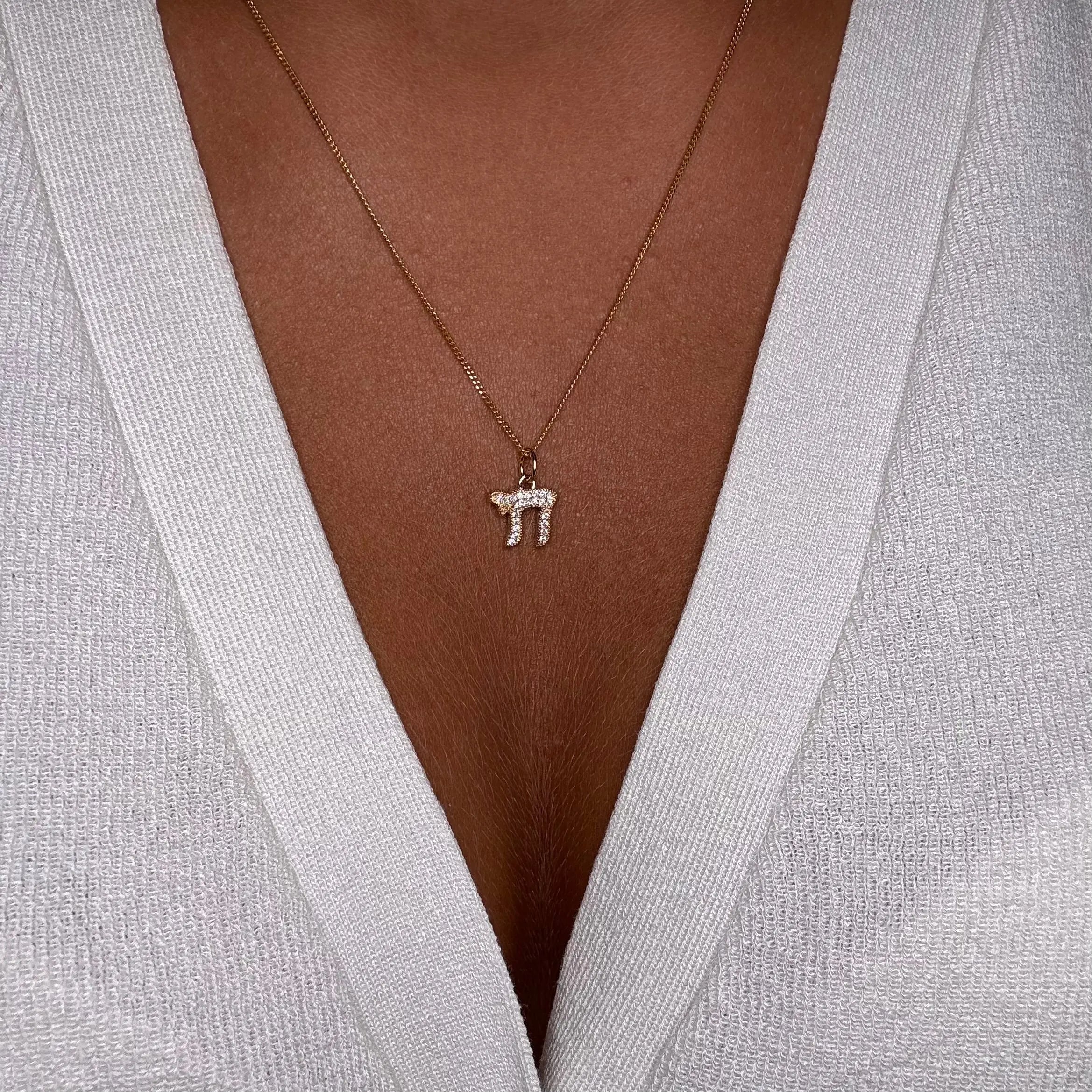 Berlock - Chai eller davidsstjärna med zirkoner - L8Hasselblad