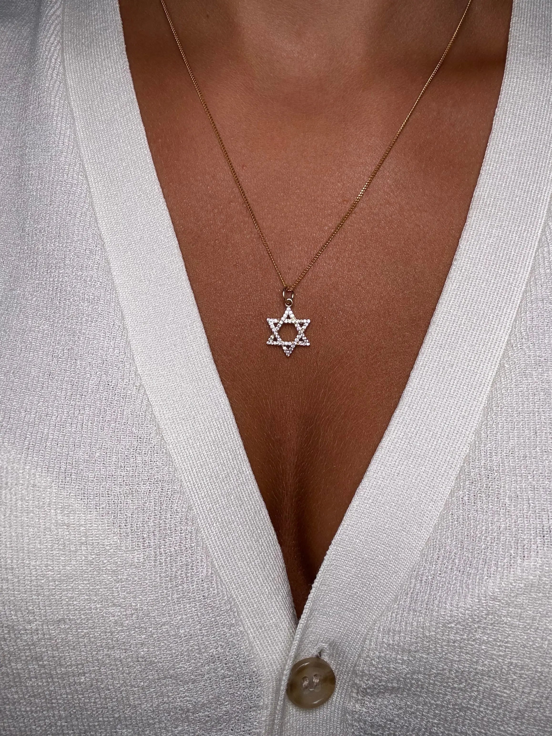 Berlock - Chai eller davidsstjärna med zirkoner - L8Hasselblad