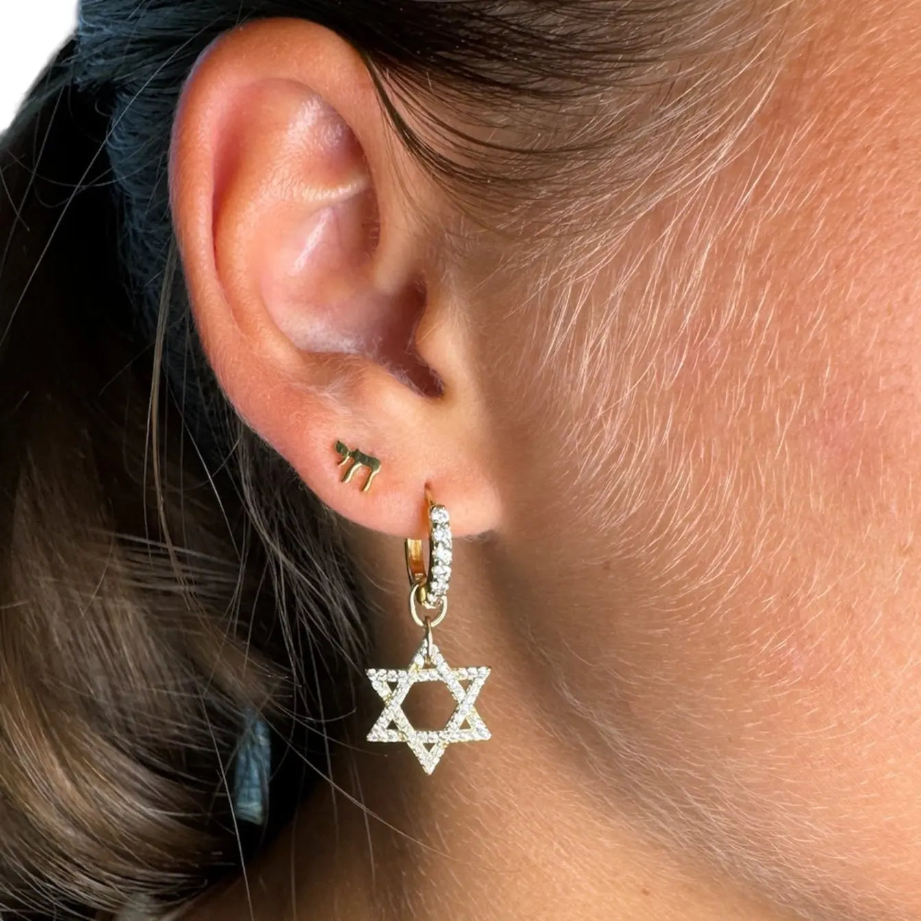 Berlock - Chai eller davidsstjärna med zirkoner - L8Hasselblad