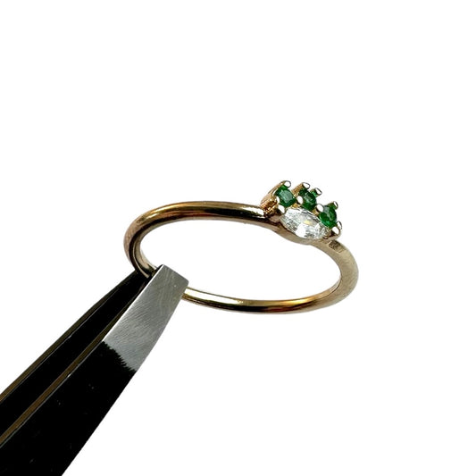 Thin ring with white &amp; green zircons