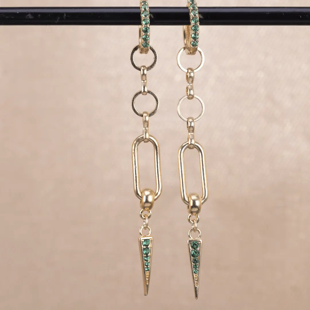 Ella - hängande örhänge med zirkontagg - gulddoublé - L8Hasselblad