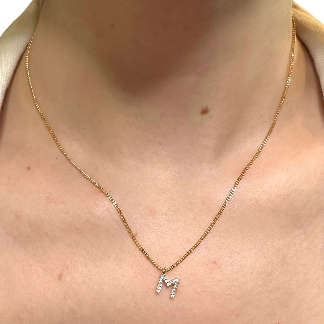 Mounted necklace with your letter gold double