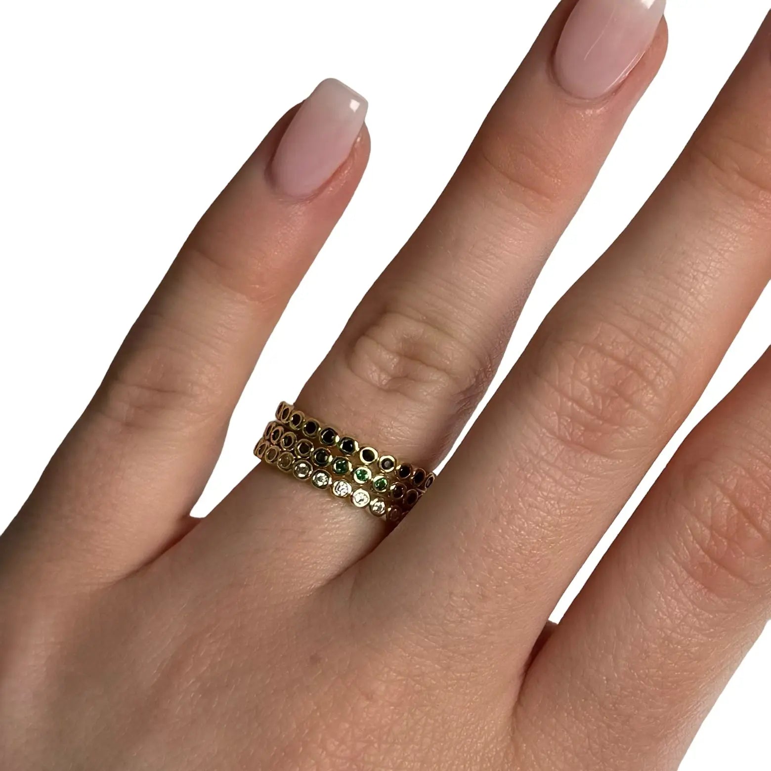 Färgglada alliansringar gulddoublé - L8Hasselblad