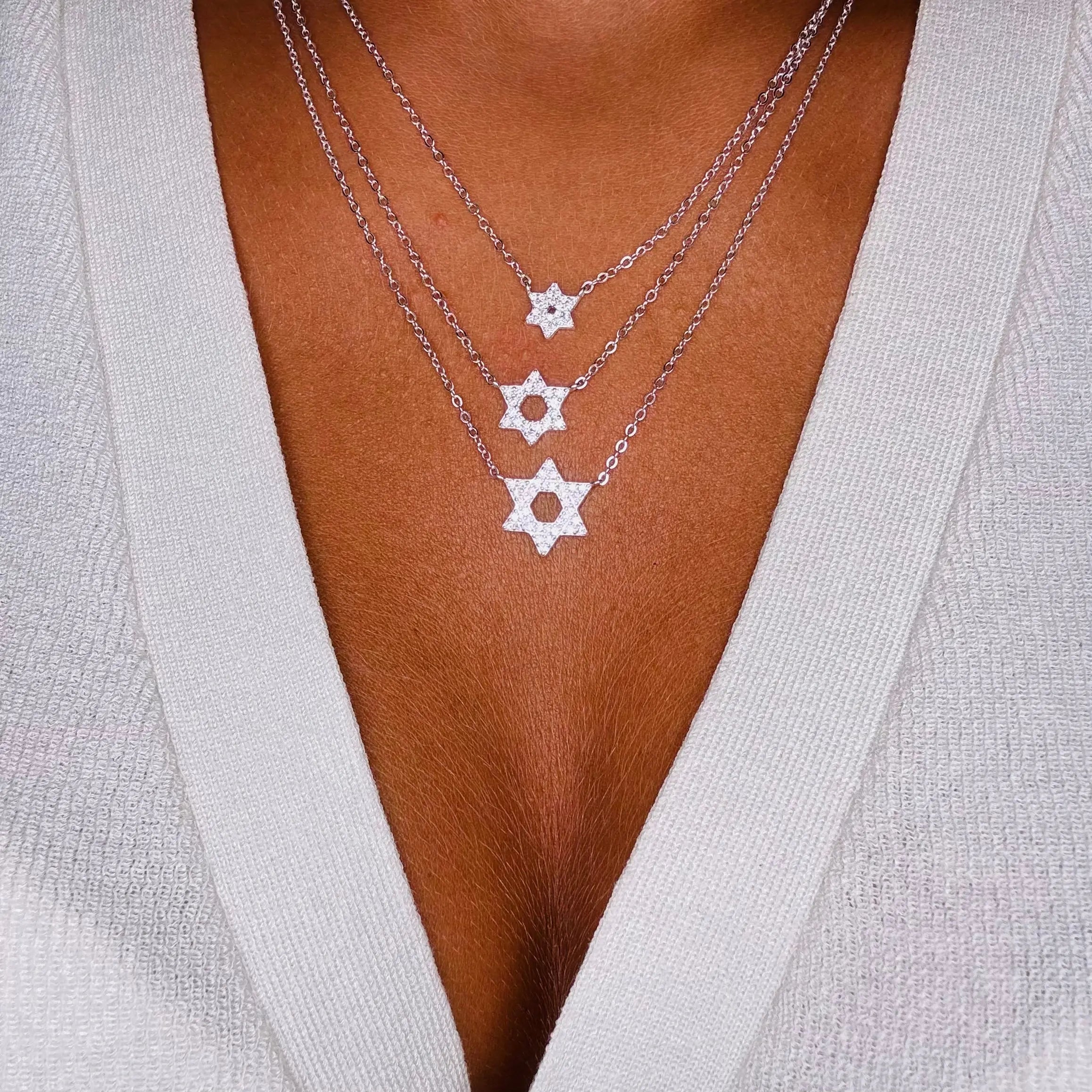 Halsband - Davidsstjärna med zirkoner - L8Hasselblad
