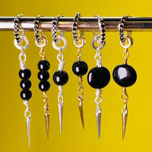 2.0 long black pearl earrings