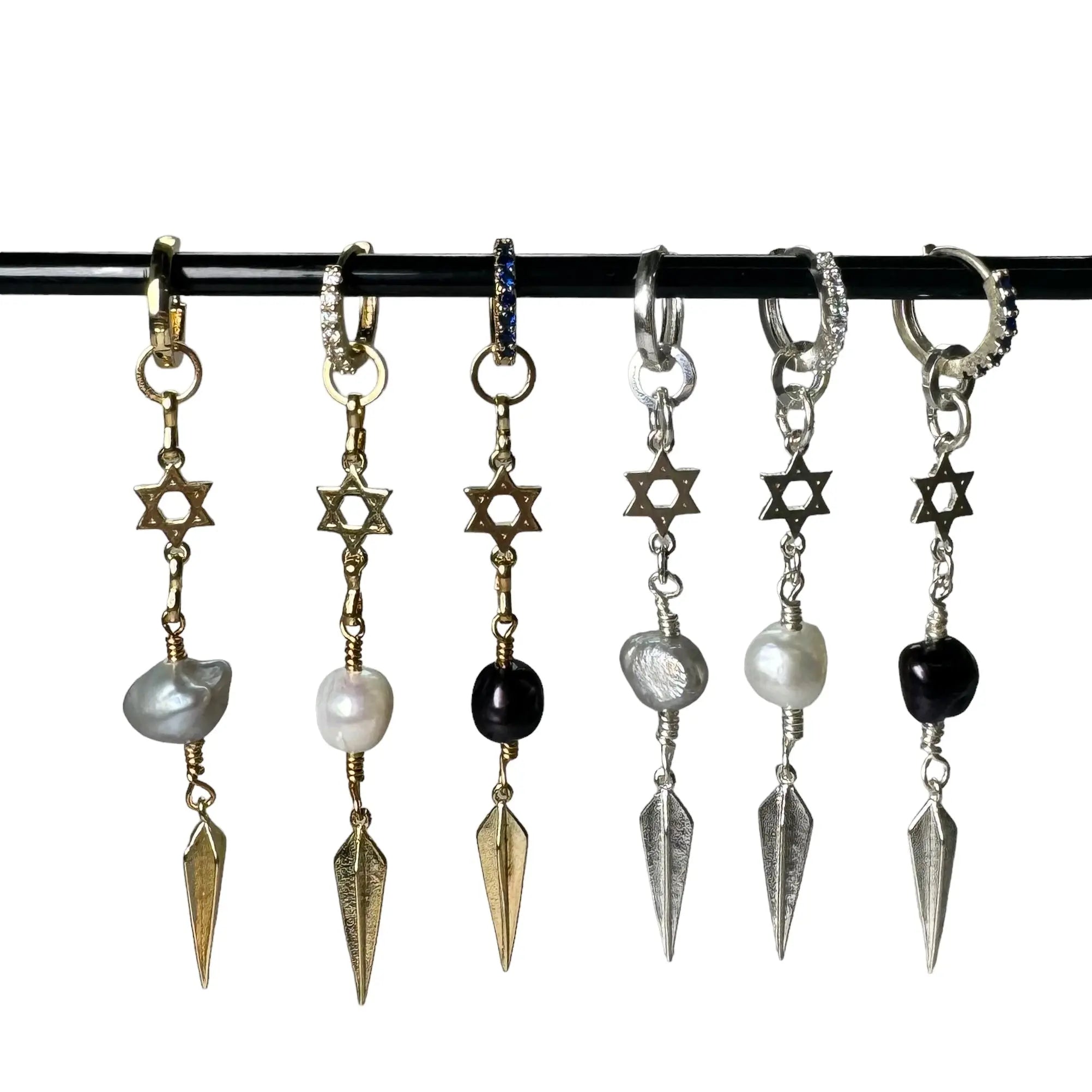 Örhänge - Davidstjärna med pärla - L8Hasselblad