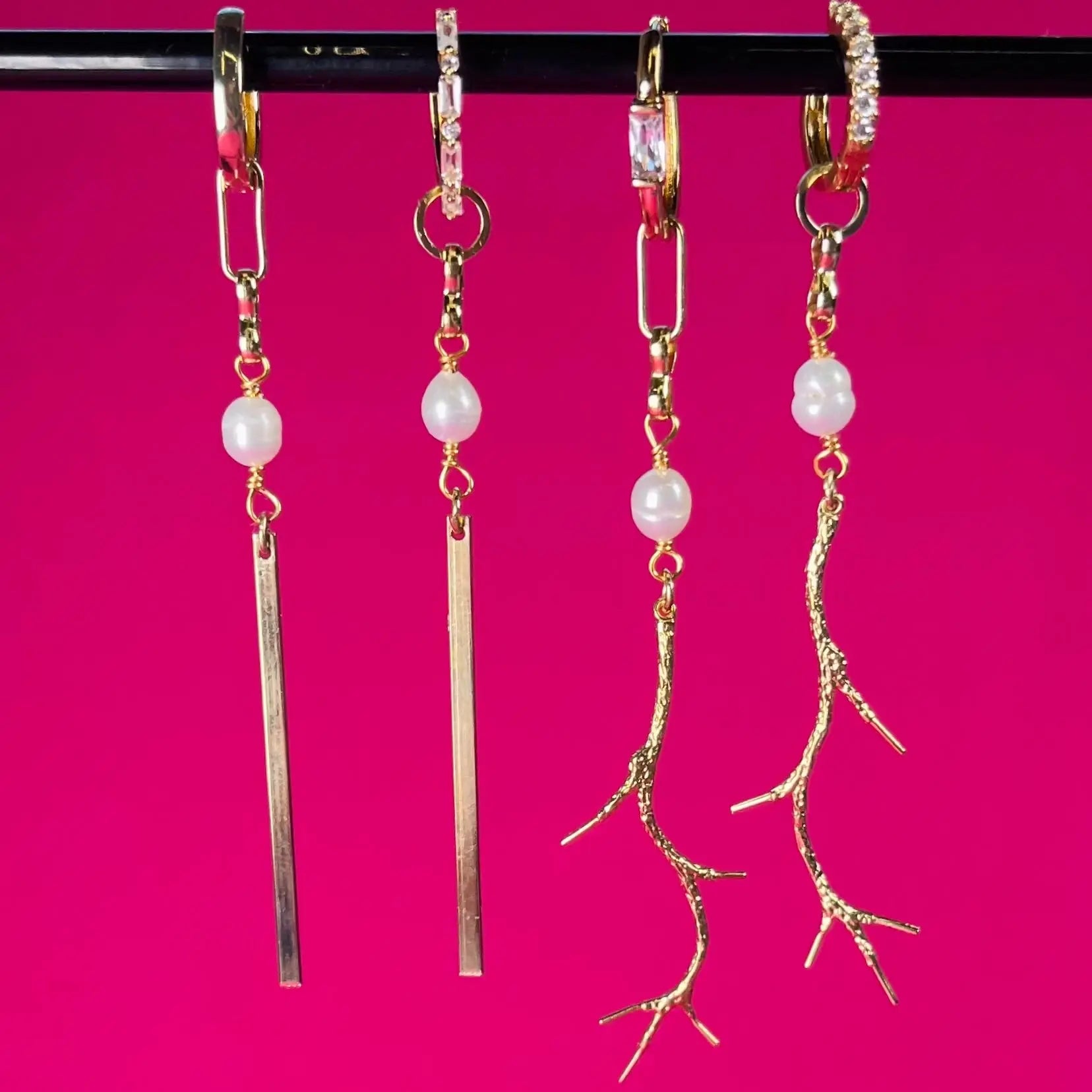 Örhängen - Gren och stav med pärla - L8Hasselblad