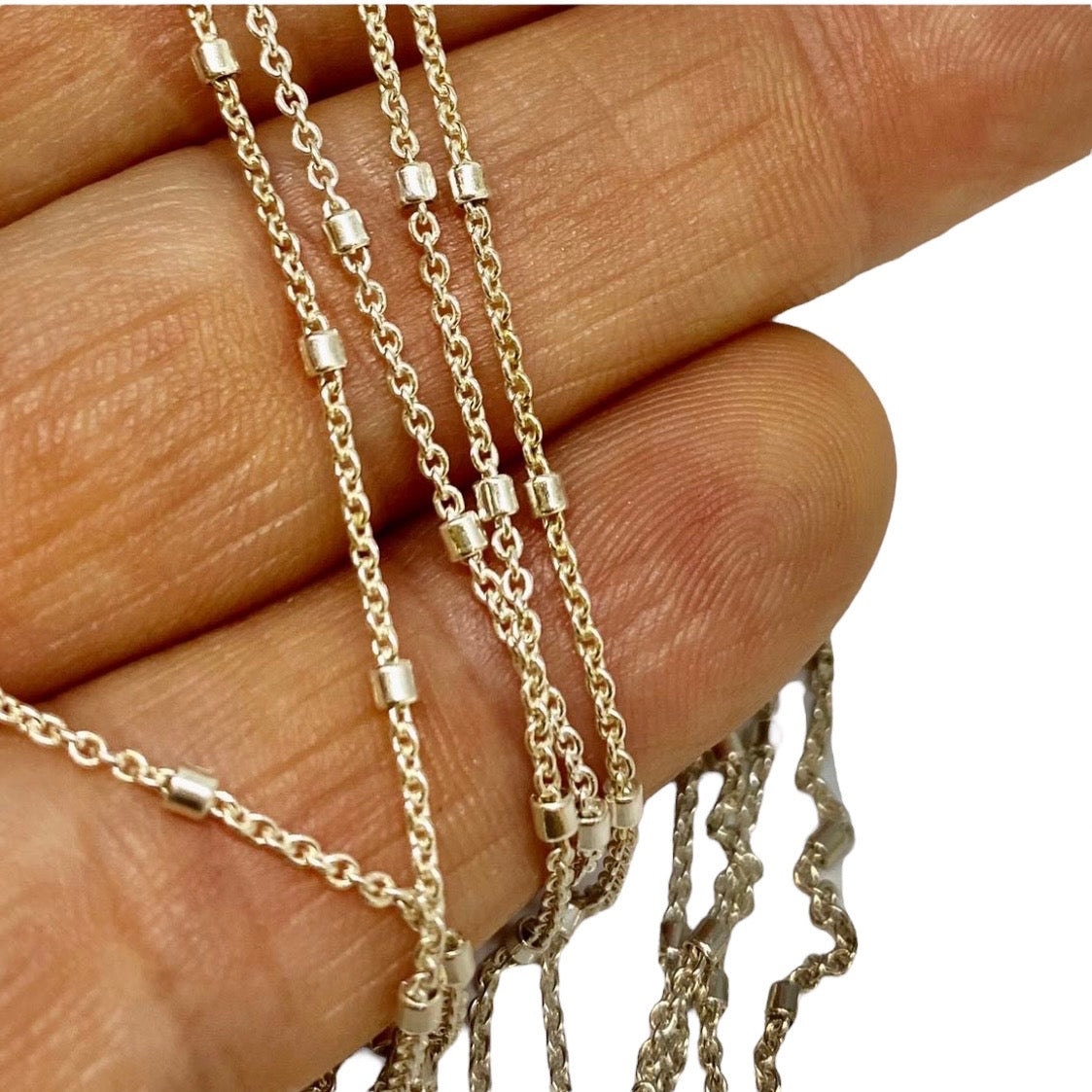 Thin stylish chain with silver studs