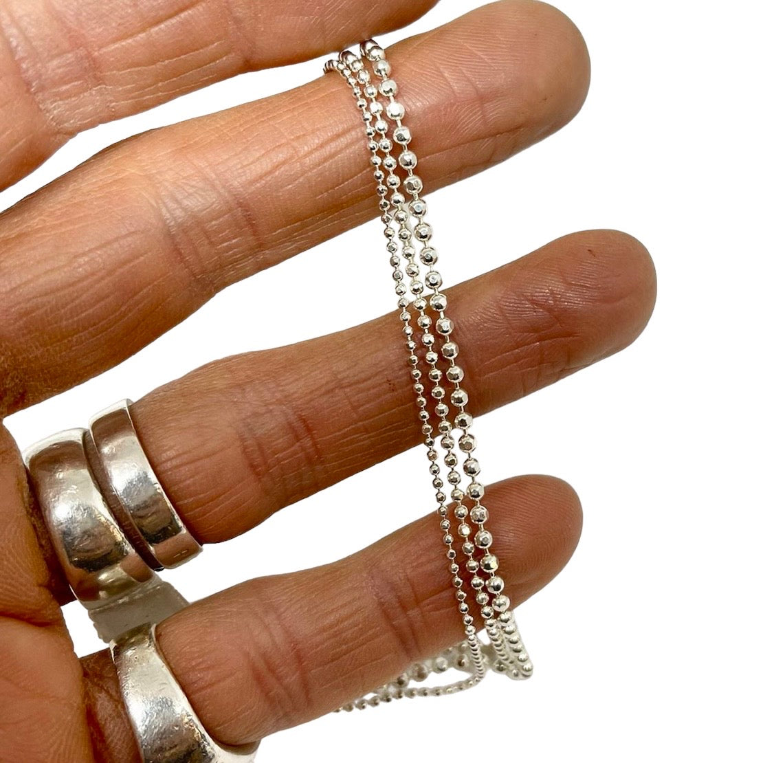 Faceted ball chain silver