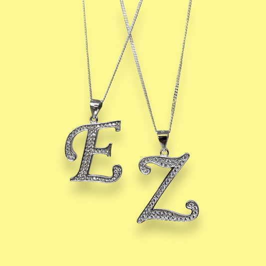 Large letters with zircons (charms for necklaces)