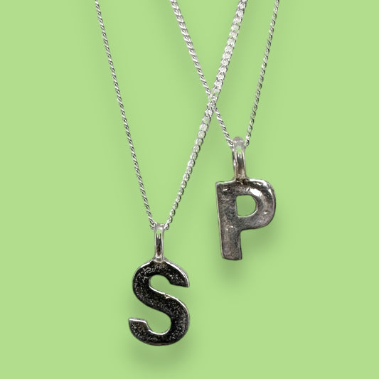 Large letters in silver (charm for necklace)