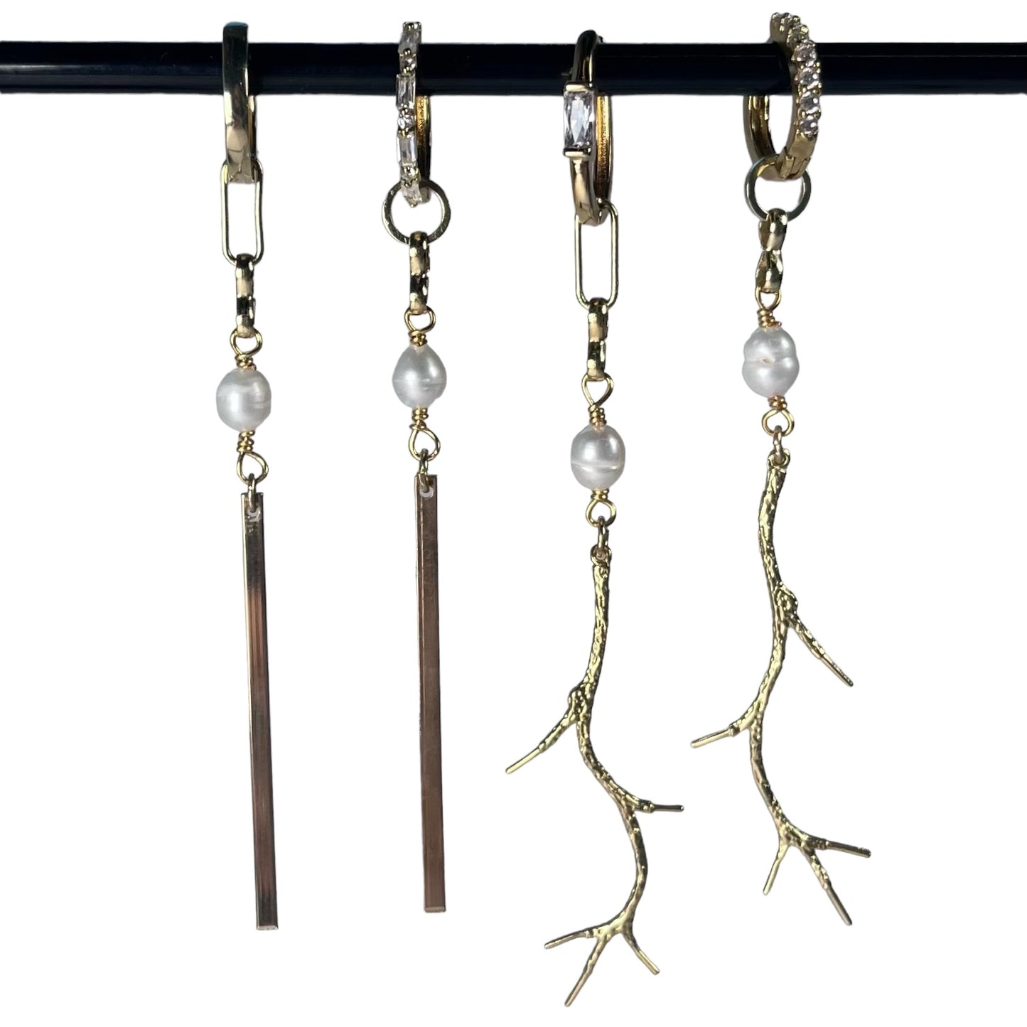 Earrings - Branch and rod with pearl