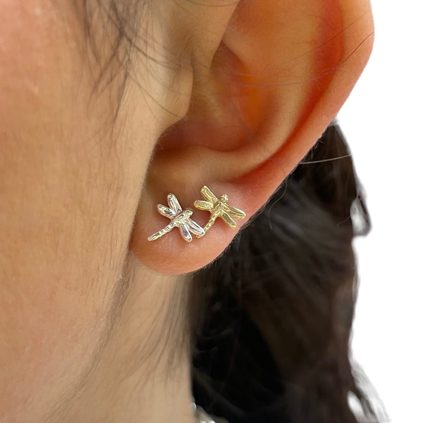 Stud earring with dragonfly