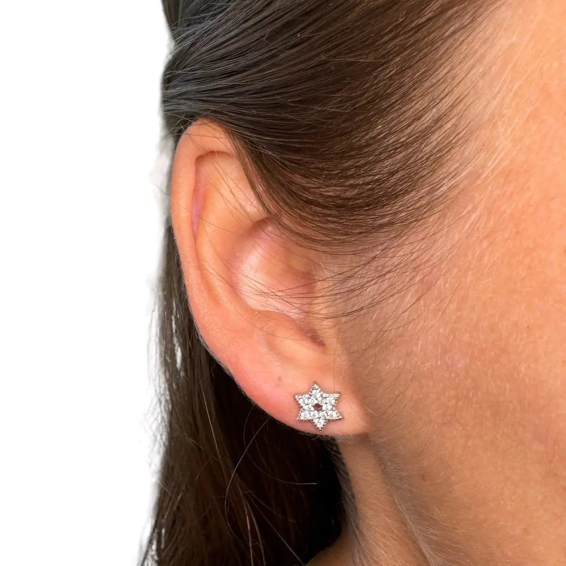 Stiftörhänge - Davidsstjärna med zirkoner - L8Hasselblad