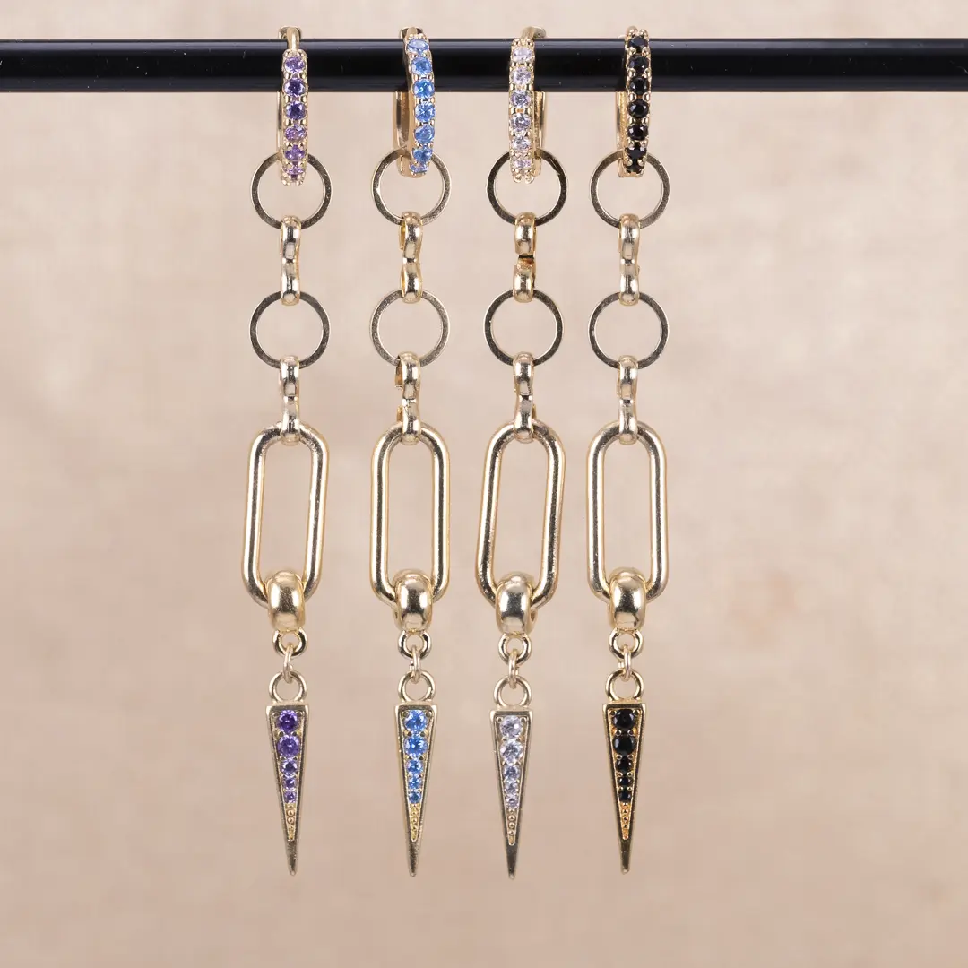 Ella - hängande örhänge med zirkontagg - gulddoublé L8Hasselblad